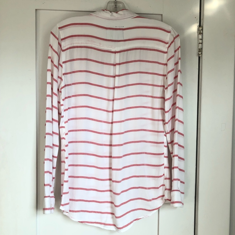 Rails White And Red Striped Button Down Top - image 5